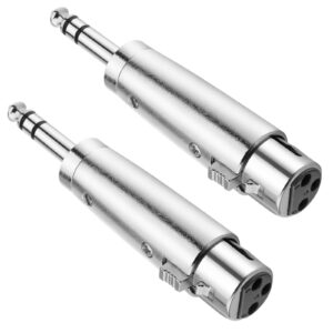 jomley xlr female to 1/4 inch trs stereo jack plug balanced cable adapter - 2 pack