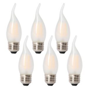 PANLAVIE LED 40 Watt Chandelier Bulbs Standard Base Frosted Bulbs, Dimmable Filament 40 Watt LED Bulbs (Uses Only 3.5 watts), E26 Medium Base, 2700K Warm Light Candle Bulbs, Pack of 6