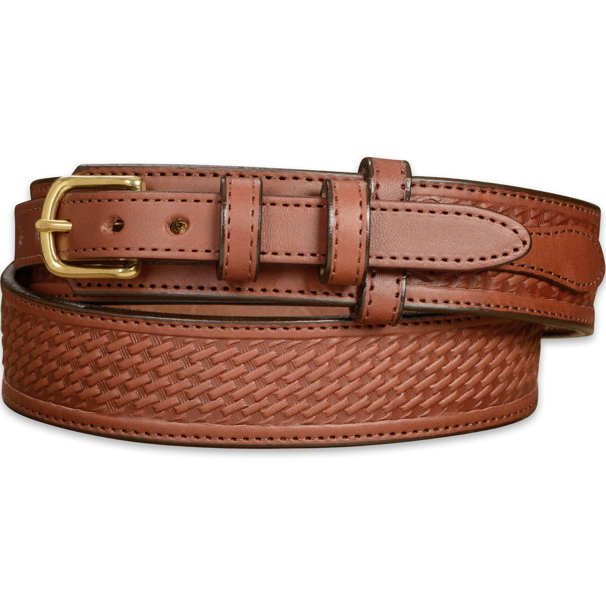 Bullhide Belts Mens Basket Weave Leather Belt, 1.5" Wide, Medium Brown, 36"