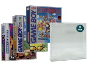 malko video game protector compatible with: original game boy | color & gameboy advance game box | clear plastic sleeve | 10 pack