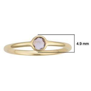 KoolJewelry 14k Yellow Gold Genuine Amethyst Ring Minimalist Jewelry for Women (size 5)