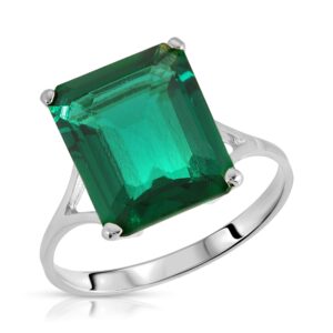 galaxy gold gg stunning 4.50 carats 14k solid white gold brilliant emerald cut emerald solitaire ring with genuine vibrant emerald octagon shape (7)