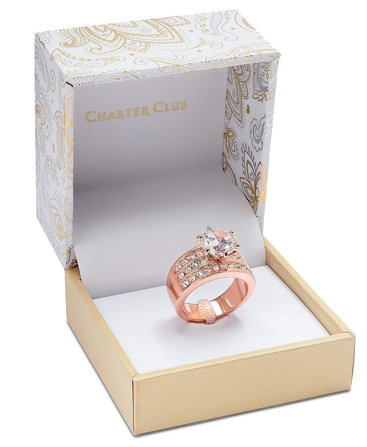 Charter Club Rose Gold-Tone Crystal Triple-Row Ring (5)