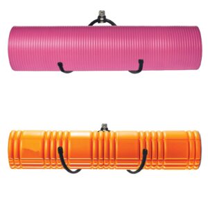 yoga mat storage foam rollers rack rolled bath towels holder shelf - solid quality wall mountable for bathroom yoga room yoga massage muscle roller exercise mat, adjustable size,up to 20lbs - （2 pack）