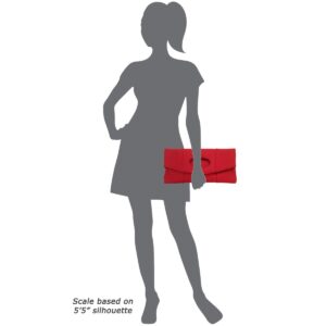 Synthetic Leather Fold Over Clutch (RED)