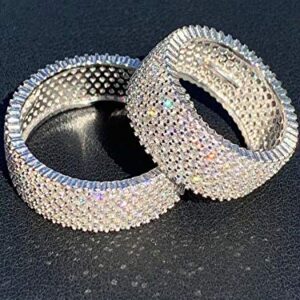 HarlemBling Real Solid 925 Silver - His Or Hers Micropave Ring - Wedding Band Or Pinky Ring Looks Nice On Anyone - Iced Out Eternity Hip Hop Band (7)