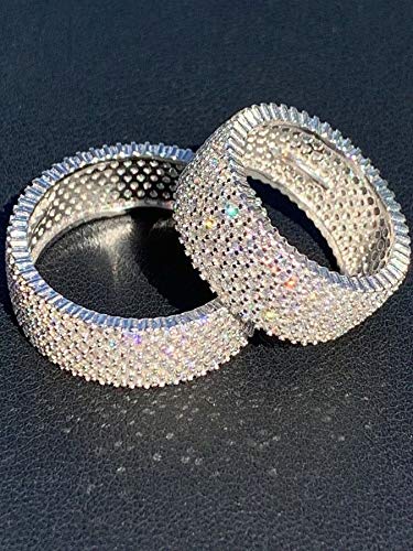 HarlemBling Real Solid 925 Silver - His Or Hers Micropave Ring - Wedding Band Or Pinky Ring Looks Nice On Anyone - Iced Out Eternity Hip Hop Band (7)