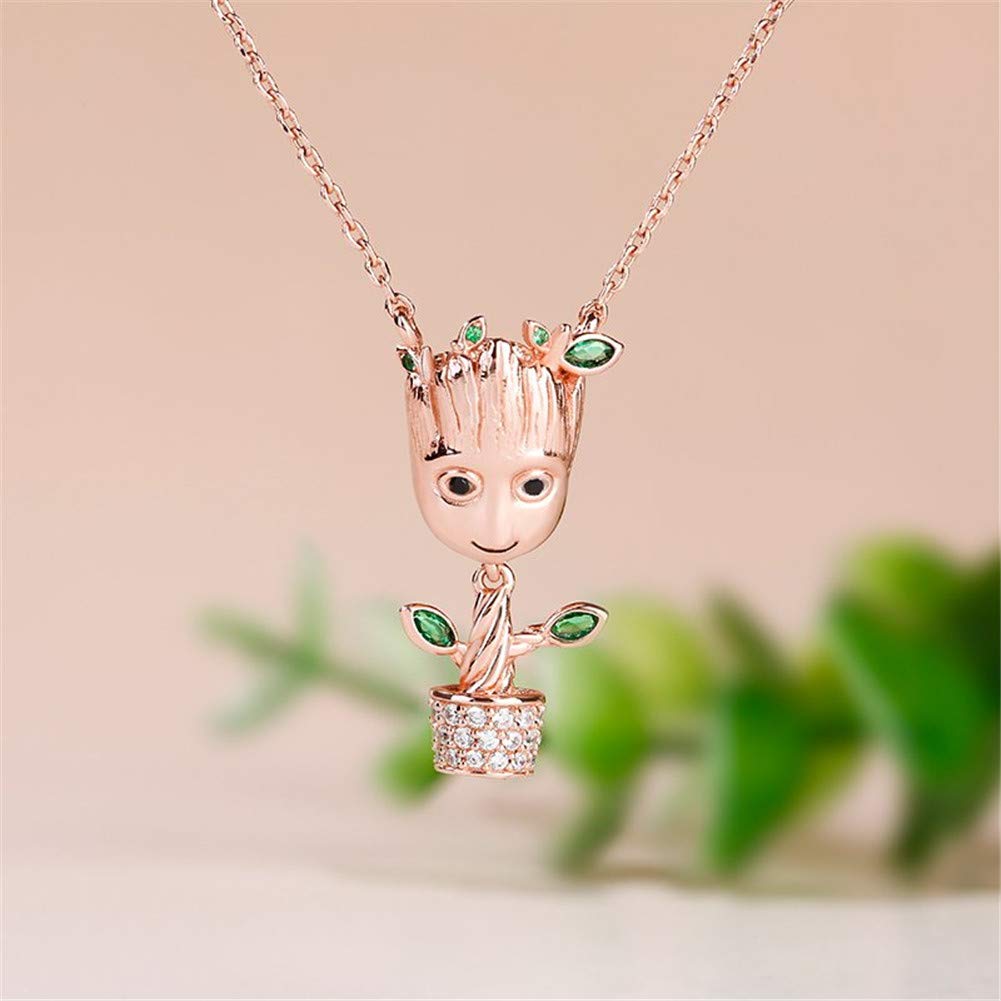 Jeulia 17.7 inch Tree Necklace Man Women Jewelry 925 Sterling Silver Pendant Necklace Chain Romantic Gift for Her Couples (1Rose Gold)