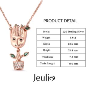 Jeulia 17.7 inch Tree Necklace Man Women Jewelry 925 Sterling Silver Pendant Necklace Chain Romantic Gift for Her Couples (1Rose Gold)