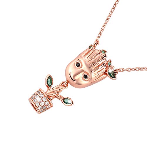 Jeulia 17.7 inch Tree Necklace Man Women Jewelry 925 Sterling Silver Pendant Necklace Chain Romantic Gift for Her Couples (1Rose Gold)