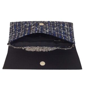 JNB Weaved Fabric Flat Clutch, Blue