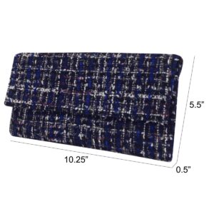 JNB Weaved Fabric Flat Clutch, Blue