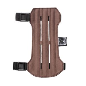 bear archery adjustable cordura arm guard with vented design, brown, one size