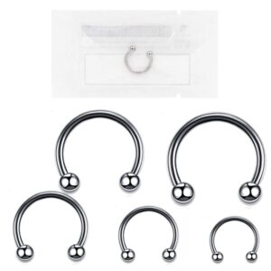 WARRIOR Piercing Horseshoe Surgical Steel 316L Circular/Curved Barbell 8 mm for Septum Earring Nose Body Piercing 16G(1.2mm) with Two 3mm Balls PYS-001