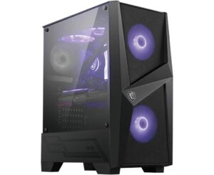 msi mag forge 100m mid tower gaming computer case black, 2x 120 mm rgb pwm fan, 1x 120 mm fan, 1-6 rgb hub, tempered glass panel, atx, matx, mini-itx - 306-7g03m11-809