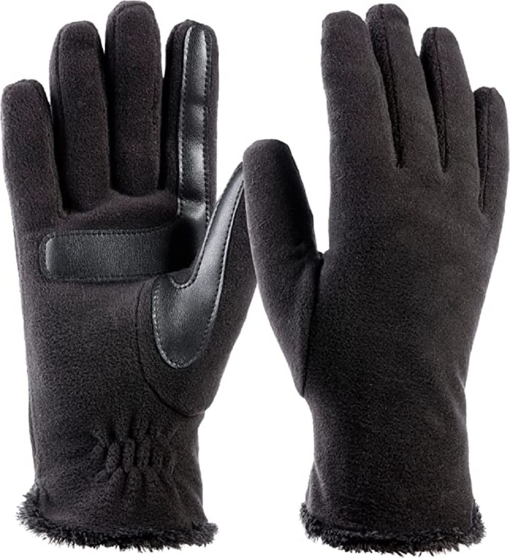 isotoner womens Stretch Fleece Glove - Microluxe Black One Size