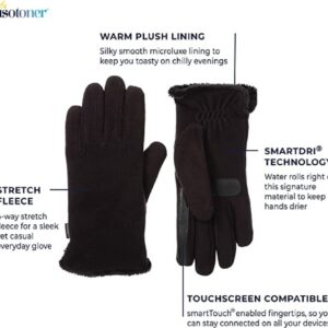 isotoner womens Stretch Fleece Glove - Microluxe Black One Size