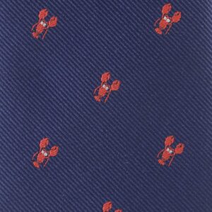 MENDEPOT Red Lobster Pattern Necktie With Gift Box Red Color Lobster Navy Tie