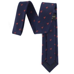 MENDEPOT Red Lobster Pattern Necktie With Gift Box Red Color Lobster Navy Tie