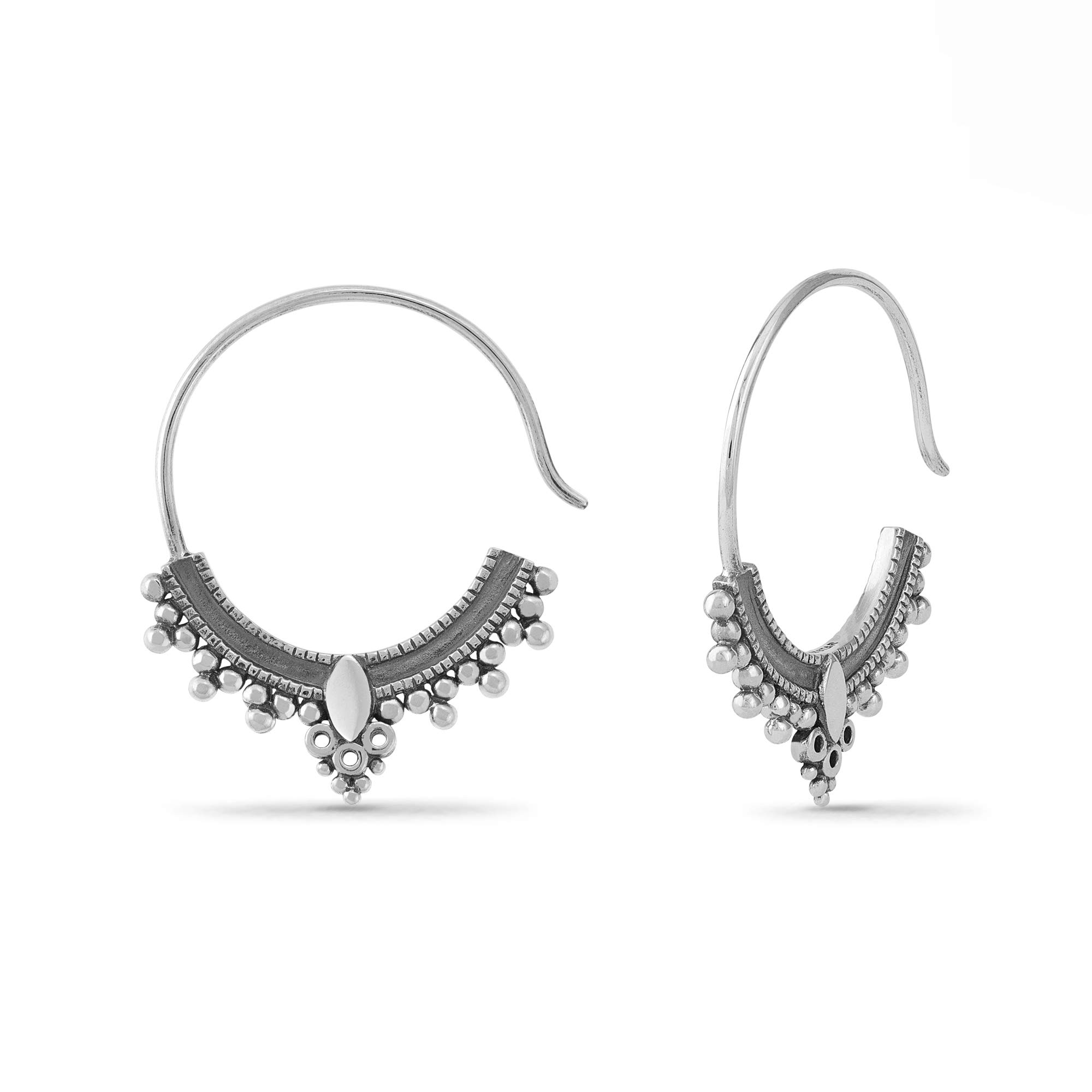 Boma Jewelry Sterling Silver Bohemian Pull Through Hoop Earrings