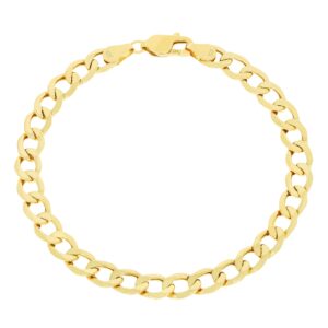 Nuragold 10k Yellow Gold 6.5mm Cuban Curb Link Chain Bracelet, Mens Womens Jewelry 7" 7.5" 8" 8.5" 9"