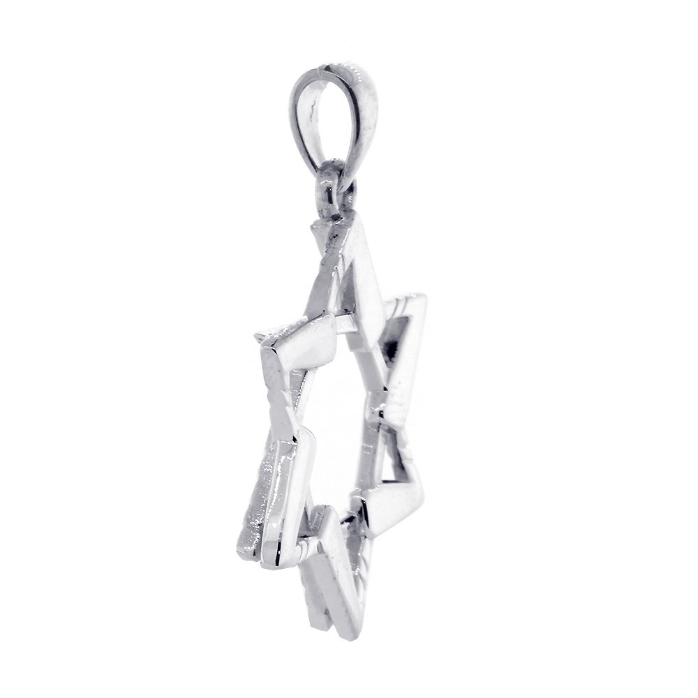 Large Jewish Star of David Hockey Sticks Charm in Sterling Silver