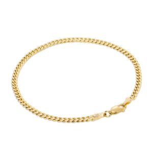 nuragold 14k yellow gold 3.5mm solid miami cuban link chain bracelet, mens womens jewelry 7" 7.5" 8" 8.5" 9"