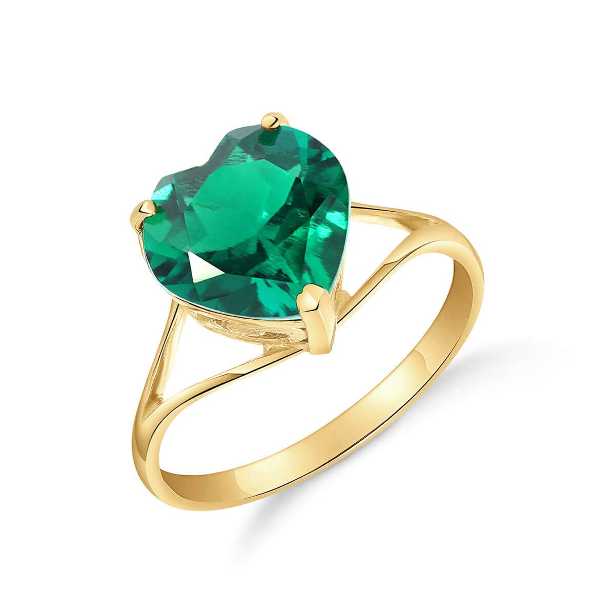 Galaxy Gold GG 2.75 Carats 14K Solid Yellow Gold Brilliant Heart Cut Shape Emerald Solitaire Cathedral Ring with Genuine Vibrant Emerald Heart Shape (10)