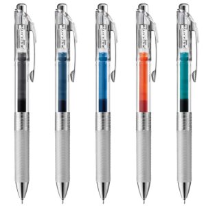 Pentel EnerGel Ink Ballpoint Pen, 0.02 inches (0.5 mm), 5 Colors