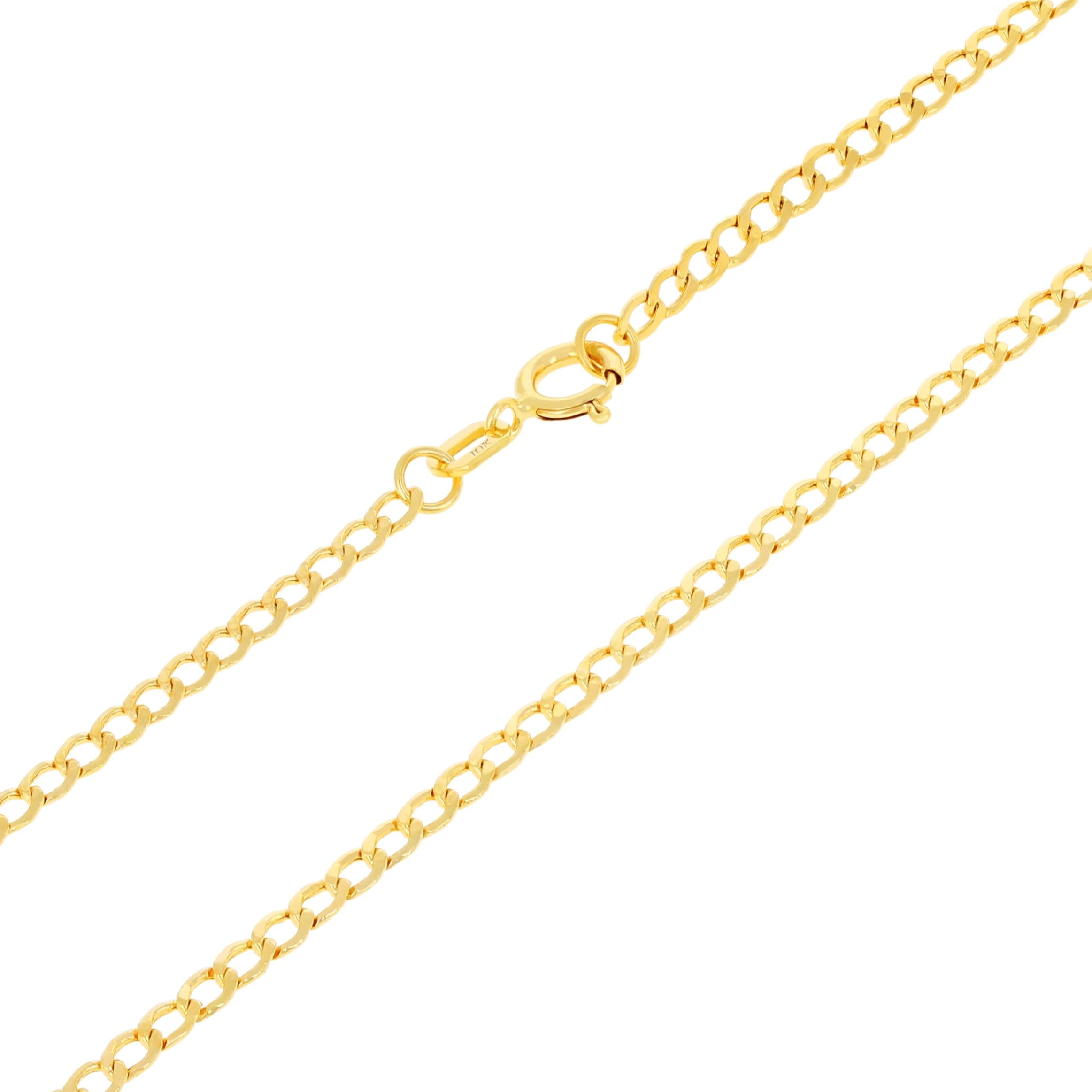 Nuragold 10k Yellow Gold 2mm Cuban Curb Link Chain Pendant Necklace, Womens Mens Jewelry 16" 18" 20" 22" 24" 26"