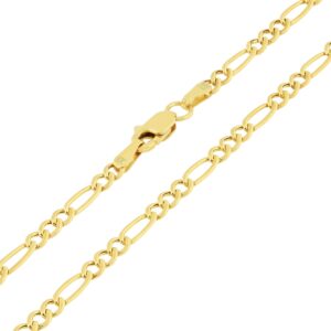 Nuragold 10k Yellow Gold 2.5mm Figaro Chain Link Bracelet or Anklet, Mens Womens Jewelry 7" 7.5" 8" 8.5" 9"