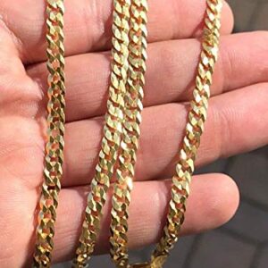 HarlemBling 14k Gold Over Solid 925 Sterling Silver - Men's Ladies Flat Cuban Chain - Made In Italy - 18-30" - 4mm 5mm 6mm 7mm 8mm - Necklace (20, 8mm)