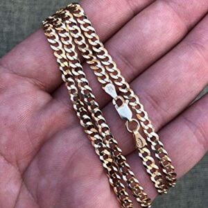 HarlemBling 14k Gold Over Solid 925 Sterling Silver - Men's Ladies Flat Cuban Chain - Made In Italy - 18-30" - 4mm 5mm 6mm 7mm 8mm - Necklace (20, 8mm)