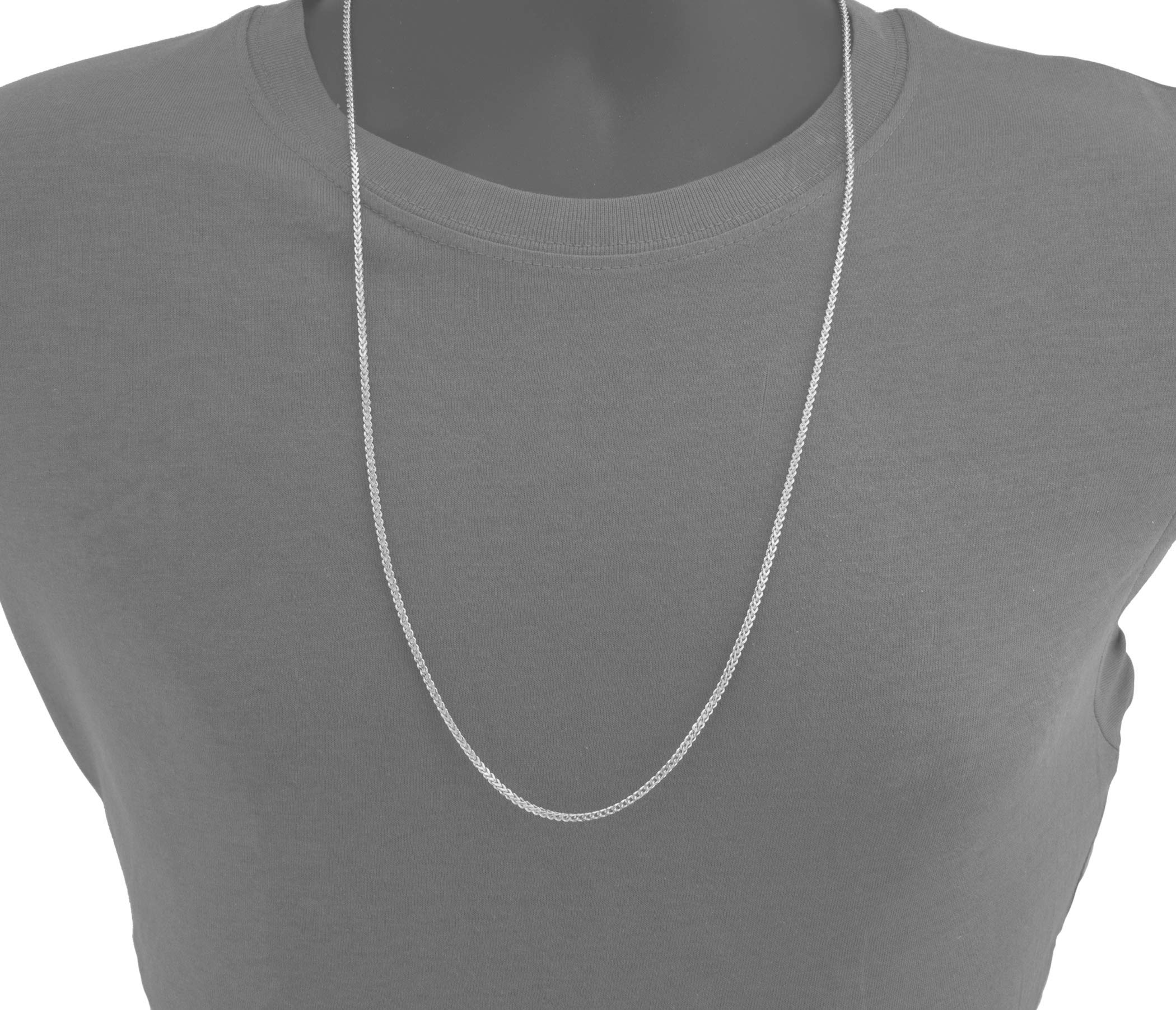 Nuragold 10k White Gold 2mm Franco Chain Box Square Wheat Pendant Necklace, Mens Womens Jewelry 16" 18" 20" 22" 24" 26"