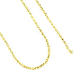 Nuragold 10k Yellow Gold 4mm Diamond Cut Rope Chain Lightweight Necklace, Mens Womens Jewelry 16" 18" 20" 22" 24" 26" 28" 30"