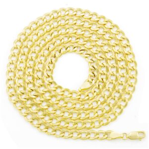 Nuragold 10k Yellow Gold 5.5mm Cuban Curb Link Chain Pendant Necklace, Mens Womens Jewelry 16" 18" 20" 22" 24" 26" 28" 30"