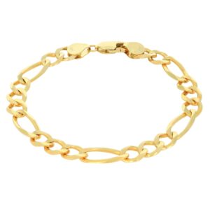 Nuragold 10k Yellow Gold 6.5mm Solid Figaro Chain Link Bracelet, Mens Womens Jewelry 7" 7.5" 8" 8.5" 9"