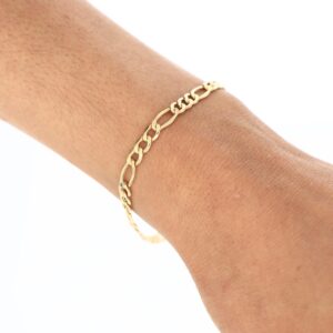 Nuragold 10k Yellow Gold 4.5mm Figaro Chain Link Bracelet, Womens Mens Jewelry 7" 7.5" 8" 8.5" 9"