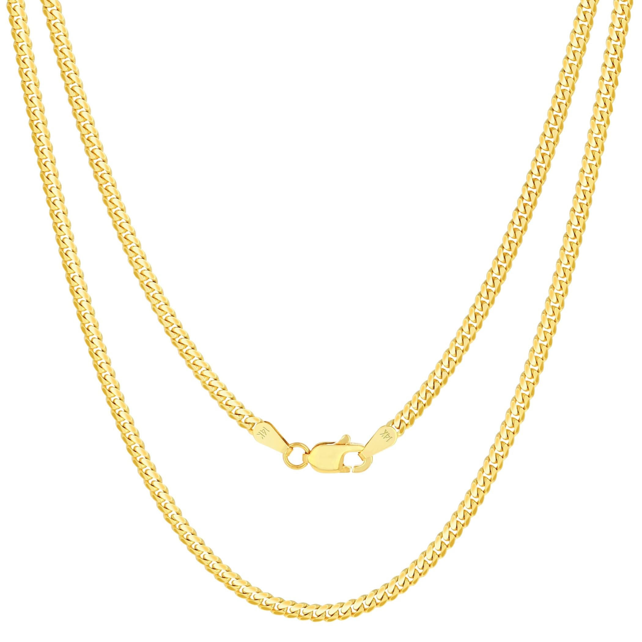 Nuragold 14k Yellow Gold 2.7mm Solid Miami Cuban Link Chain Pendant Necklace, Mens Womens Jewelry 16" 18" 20" 22" 24" 26" 28" 30"