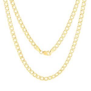 Nuragold 10k Yellow Gold 4.5mm Cuban Curb Link Chain Pendant Necklace, Mens Womens Jewelry 16" 18" 20" 22" 24" 26" 28" 30"