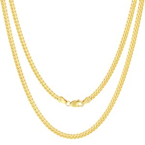 nuragold 14k yellow gold 3.5mm solid miami cuban link chain pendant necklace, mens womens jewelry 16" 18" 20" 22" 24" 26" 28" 30"