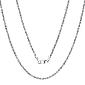 nuragold 10k white gold 1.8mm rope chain diamond cut pendant necklace, womens mens jewelry 14" 16" 18" 20" 22" 24" 26" 28" 30"