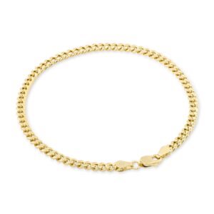 nuragold 10k yellow gold 4mm miami cuban link chain bracelet, mens womens jewelry 7" 7.5" 8" 8.5" 9"