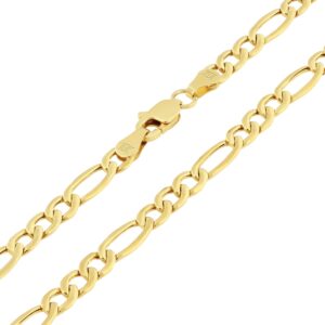 nuragold 10k yellow gold 4.5mm figaro chain link pendant necklace, mens womens jewelry 16" 18" 20" 22" 24" 26" 28" 30"