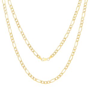 Nuragold 10k Yellow Gold 4.5mm Figaro Chain Link Pendant Necklace, Mens Womens Jewelry 16" 18" 20" 22" 24" 26" 28" 30"