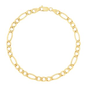 nuragold 10k yellow gold 5.5mm figaro chain link bracelet, mens womens jewelry 7" 7.5" 8" 8.5" 9"