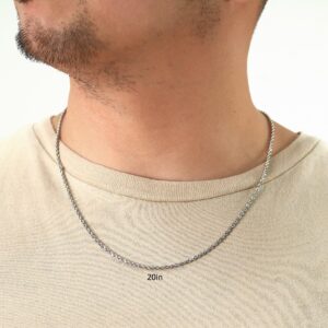 Nuragold 14k White Gold 2.5mm Rope Chain Diamond Cut Pendant Necklace, Mens Womens Jewelry 14" 16" 18" 20" 22" 24" 26" 28" 30"