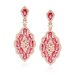 Ross-Simons 6.55 ct. t.w. Pink and White CZ Drop Earrings in 18kt Rose Gold Over Sterling