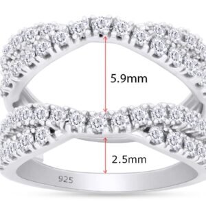 AFFY 1.00 Ct. Double Infinity Wedding Ring Guard Enhancer In 14k White Gold Plated 925 Sterling Silver with Cubic Zirconia Ring Size-8