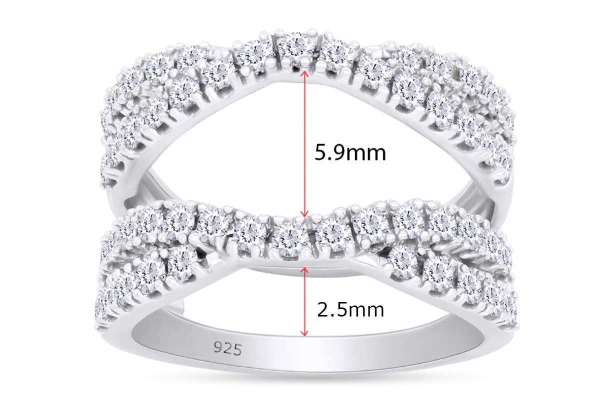 AFFY 1.00 Ct. Double Infinity Wedding Ring Guard Enhancer In 14k White Gold Plated 925 Sterling Silver with Cubic Zirconia Ring Size-8